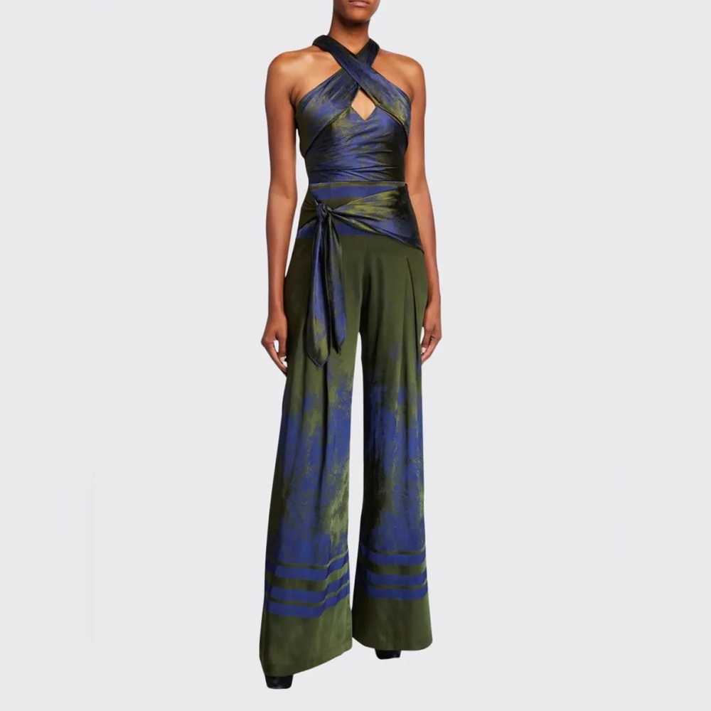 Flor Et.Al Gorgeous Gabriel Printed Satin Jumpsuit! Size 4!